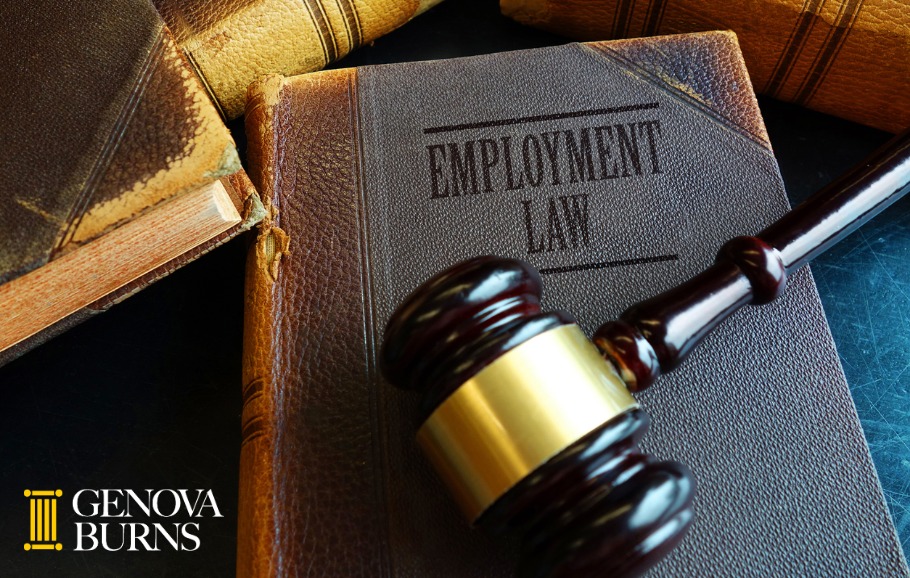 Employment law book with gavel on top